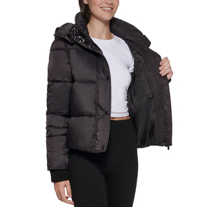 Customized Casual Women Knitted Waterproof Breathable Soft Winter Puffer <b>Jacket</b> Front Hooded Collar New Premium Top Quality - Product Image 2