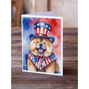 Chow Chow patriotique américain lunatique A7 cartes vierges paquet de 8 avec enveloppes 5x7 cartes de voeux de taille - Product Image 2