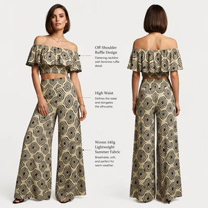 Women's Off Shoulder Ikat Print <b>Dress</b> Ruffled <b>High</b> <b>Waist</b> A Line Midi Bohemian Summer <b>Dress</b> - Product Image 1
