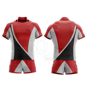 Ensemble uniforme de rugby officiel pour hommes, maillot à manches courtes, short, sports d'équipe, tissu léger, confortable et respirant de haute qualité - Product Image 3