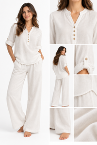 Conjunto Exclusivo de 2 Piezas para Otoño: Blusa Holgada de Algodón y Pantalones Casuales para Uso Diario, Venta al Por Mayor - Product Image 3