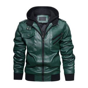 Veste en cuir premium pour homme avec col à capuche, vêtement de mode pour l'hiver, logo et taille personnalisés, prix abordable - Product Image 1