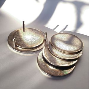 Modern <b>Gold</b> Sun Motif Metal <b>Coaster</b> Set Elegant Tabletop Protection Mats Nordic Style <b>Gold</b> Finish <b>Coasters</b> for Housewarming Gift - Product Image 3