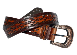 Ceinture en cuir de luxe abordable de qualité supérieure, style cowboy, faite à la main, avec perles et design en cuir - Product Image 6