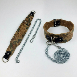 Cinturón de levantamiento de pesas con cadena de cuero para dominadas, cinturón de cuero unisex para soporte lumbar, cinturón de cuero de camuflaje para dominadas - Product Image 6