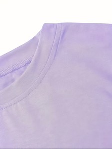 Camiseta morada claro para mujer - Top básico suave y transpirable para uso diario, camiseta de cuello redondo de corte holgado para atuendo informal de Bangladesh - Product Image 5