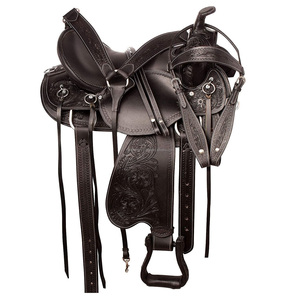 Silla de montar de cuero auténtico occidental hecha a mano única para montar a caballo diseño profesional monturas de cuero duraderas - Product Image 4