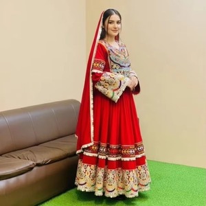 Ethnic Wear Afghan Kuchi Chiffon Lace Natural Waist Ankle Length Handmade Embroidered Beaded Appliqued Washable Tribal <b>Wedding</b> - Product Image 2
