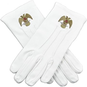 Gants de Maître Ancien Maçon en Coton 100% brodés à la machine, élégants, couleur blanche, tissu en coton - Product Image 6