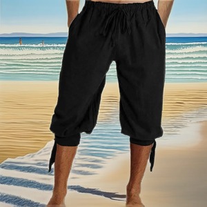 Shorts Capri Noirs Sur Mesure pour Hommes, en Coton avec Cordon de Serrage, Respirants, Décontractés, Courts, Style Streetwear d'Été, Vente en Gros OEM - Product Image 4
