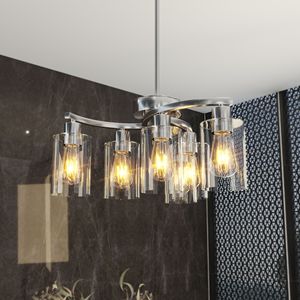 Lampadario a 6 Luci in Nichel Spazzolato Regolabile per Sala da Pranzo, Lampada a Sospensione Industriale per Tavolo, Illuminazione per Secondo Piano - Product Image 1