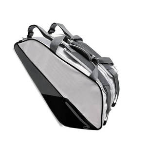 Sac de sport multifonctionnel pour raquettes, blanc, gris, noir, avec blocs de couleur, bretelles rembourrées, organisateur d'équipement - Product Image 5