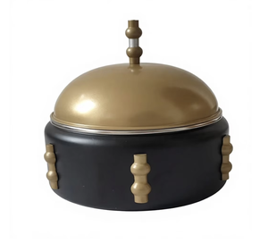 Dôme de chauffe-plat en acier inoxydable noir avec poignées décoratives blanches, compatible lave-vaisselle, pour buffet, hôtel et restaurant - Product Image 3