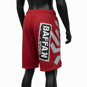 Shorts de basket-ball pour femmes, haute qualité, maille polyester 180 GSM, légers, design à panneaux rouges, logo personnalisé. - Product Image 5