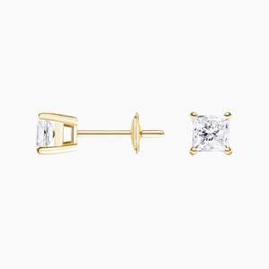 Pendientes de Diamantes Cultivados en Laboratorio con Corte Princesa de Cuatro Puntas, Plata de Ley 925, 1 Quilate, Certificados por IGI - Product Image 4