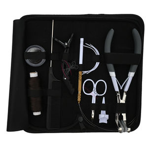 White Tape In and Micro Link Hair Extension Tool Bundle with Pressing <b>Plier</b> Wig Threads Big Clips Parting Finger Scissor Comb - Product Image 1