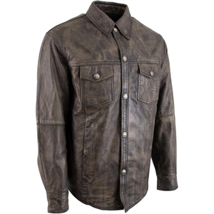 เสื้อเชิ้ตหนังแกะเคลือบแว็กซ์นุ่มพิเศษสำหรับผู้ชาย ออกแบบมาพร้อมซับในขนแกะหนานุ่ม เหมาะสำหรับฤดูหนาว - Product Image 1