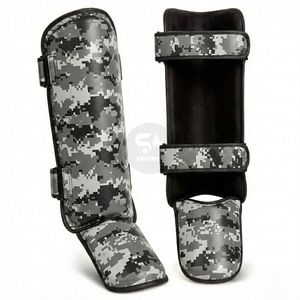 สนับแข้งหนัง/PU สีน้ำเงินไล่เฉดแบบกำหนดเอง บุสามชั้น ป้องกันขาสำหรับมวยไทย น้ำหนักเบา - Product Image 5