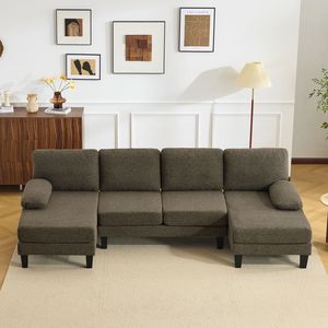 Divano Sezionale Moderno a 3 Posti, 283 cm, con Motivo Solido, Imbottitura in Piuma e Rivestimento Rimovibile, Estensibile per Arredamento Domestico - Product Image 3