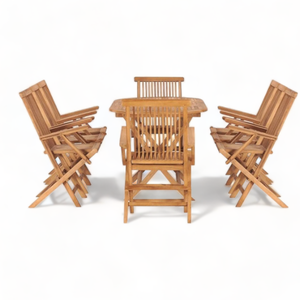 ชุดโต๊ะรับประทานอาหารไม้สักสำหรับสวน ชุดรับประทานอาหารกลางแจ้งคุณภาพสูงพร้อมโครงไม้สัก - Product Image 2
