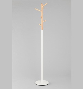 Classic design 2 tone white and wood <b>coat</b> <b>stand</b> <b>with</b> round base minimalist entryway available in customized size shapes colors - Product Image 2