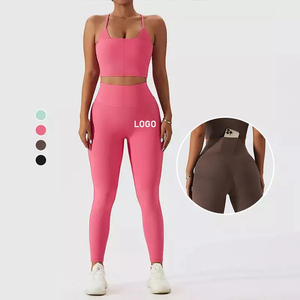 Ensembles de yoga pour femmes, taille haute, séchage rapide, ensembles de course, soutien-gorge de sport, leggings, tenues de sport d'extérieur - Product Image 1