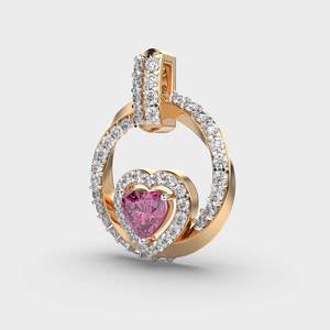 Collier pendentif en saphir rose taille cœur romantique, plaqué or 18 carats, halo de diamants, bijoux pour femme, chaîne serpent - Product Image 3