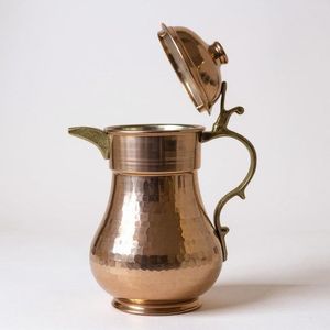 Jarra de Agua Hecha a Mano de Cobre Puro con Asa de Latón, Jarra Premium para Servir Jugo, Leche, Agua, para Uso en Restaurantes, Hoteles y Cocinas - Product Image 1