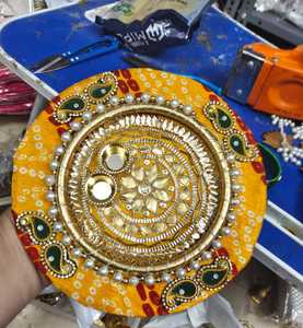 Plateau décoratif Gota Patti Tilak fait main pour la cérémonie de mariage, Roka, fiançailles, Haldi, Mehendi, festival, cadeau - Product Image 2
