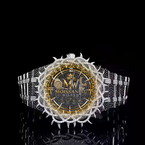 Black Dial Analog-<b>Digital</b> Moissanite Iced Quartz <b>Watch</b> 20mm Stainless Steel Sapphire Crystal Eco-Friendly Hip Hop Luxury - Product Image 1