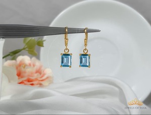 Pendientes de Botón con Cierre de Palanca, Plata de Ley 925, Chapados en Oro de 14K, Rodio, Circonita, Octágono, Joyería Elegante con Piedras Preciosas para Mujer, Regalo para Fiesta - Product Image 3