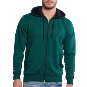 Sweat-shirt zippé vert pour homme, col châle, coupe classique, 100 % coton molletonné, écologique, coupe-vent, avec poche, décontracté, pour l'hiver - Product Image 4
