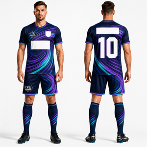 Conjunto de Uniforme de Fútbol al por Mayor, Camiseta y Pantalones Cortos, Tela de Poliéster Elástica, Transpirable y Resistente, Ropa Deportiva para Hombre - Product Image 1