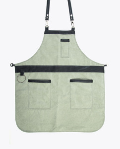 Delantal de Mezclilla Azul de Algodón para Peluquería, Delantal de Trabajo para Mujeres y Hombres, Delantal de Cocina para Chef y Barbero con Correas de Cuero - Product Image 1