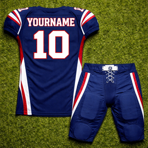 ชุดยูนิฟอร์มทีมอเมริกันฟุตบอลแบบกำหนดเองสำหรับโรงเรียน ผลิตจากโพลีเอสเตอร์ 100% แห้งเร็ว ระบายอากาศได้ดี พิมพ์ลายชื่อและหมายเลขผู้เล่นด้วยเทคนิค Sublimation ป้องกันรังสียูวี - Product Image 2
