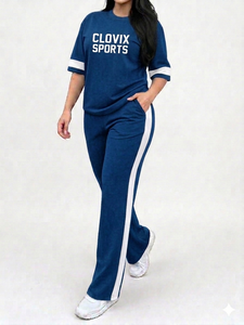 Conjunto Deportivo de 2 Piezas para Mujer con Logotipo Personalizado, Camiseta Holgada y Pantalones Anchos, Ropa Casual de Calle, Transpirable, Ideal para el Verano - Product Image 4