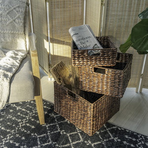 Lot de 10 paniers de rangement en jacinthe et fer Organisateurs décoratifs tissés à la main - Product Image 4