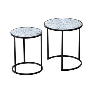 Set of 2 <b>Round</b> End <b>Tables</b> Stacking <b>Side</b> <b>Tables</b> with Durable Metal Frame for <b>Small</b> Spaces for Living Room or Office - Product Image 1