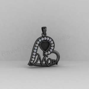 Colgante de Plata Maciza 925 de 6mm con Corazón y Bisel Liso para Mamá, Engaste de Cabujón con Relleno de Resina de Diamante CZ, Fornituras de Joyería DIY - Product Image 6