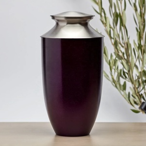 Urne commémorative Deep Purple en métal avec couvercle finition argentée – Élégant récipient pour cendres funéraires à exposer à la maison - Product Image 6
