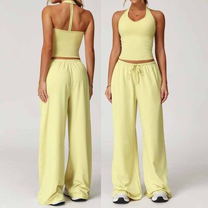 Solid-color Lightweight Quick-drying Sports <b>Bra</b> One-piece Strap Long-sleeved Textured Yoga Workout Shorts Yoga Outfit <b>Set</b> - Product Image 6