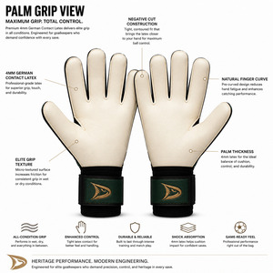 Guantes de Portero de Fútbol Verde Bosque y Bronce |   Látex Alemán de 4 mm con Ajuste de Neopreno |   Equipamiento de Fútbol de Marca Privada - Product Image 4