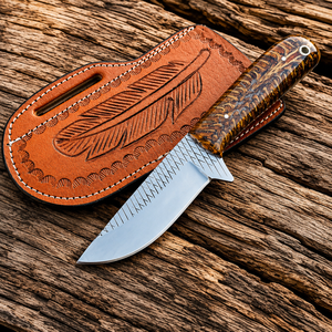 Cuchillo de Caza Personalizado, Hoja Fija de Acero D2, Mango de Resina de Piña, Herramienta de Supervivencia para Camping con Funda de Cuero - Product Image 6