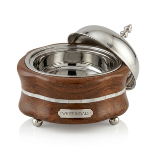 Juego de Cazuelas Perfect Majlis para Servir, Recipiente Aislado para Alimentos Calientes, Tapa de Acero Inoxidable y Base Elegante con Diseño de Madera, Vajilla al por Mayor - Product Image 3