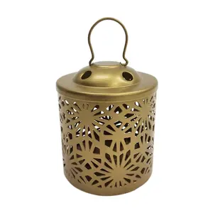 Домашний декоративный железный металлический золотой подвесной фонарь с T Lite небольшой размер Свеча для свадьбы и домашнего декора