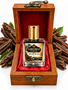 Huiles Aloura Luxe GARO HILLS Oudh Oil - Huile naturelle biologique 100% pure distillée à la vapeur, flacon carré avec parfum BOISÉ - Product Image 5