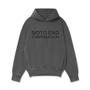 Sweat-shirt à capuche noir pour homme Moto End Corporation, coupe classique, en molleton de coton, décontracté, pour l'automne - Product Image 6