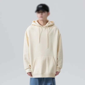Sweat-shirt à capuche oversize blanc pour homme, manches régulières, couleur unie, décontracté, 100% coton French Terry, vêtement d'automne - Product Image 2