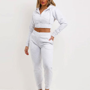 Women Hoodie Custom Logo Wholesale Custom Fashion OEM Breathable Cheap Price Crop <b>Top</b> Tracksuit for Women - Product Image 3