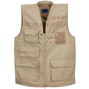 Chaleco Táctico Multibolsillos Beige para Hombre, Cierre de Cremallera, Transpirable, para Actividades al Aire Libre, Uso Casual, Temporada de Primavera - Product Image 1